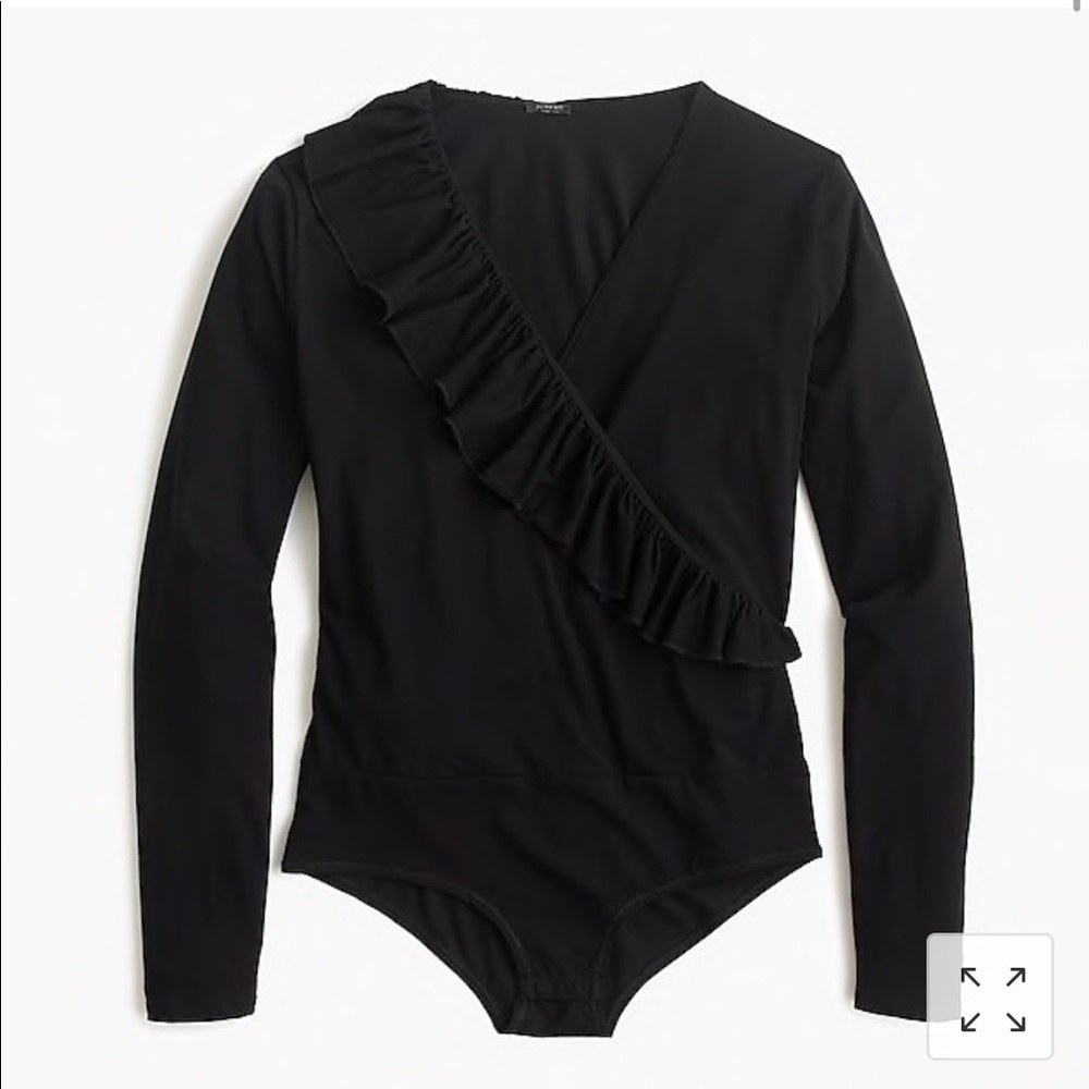 Ruffle-front wrap bodysuit